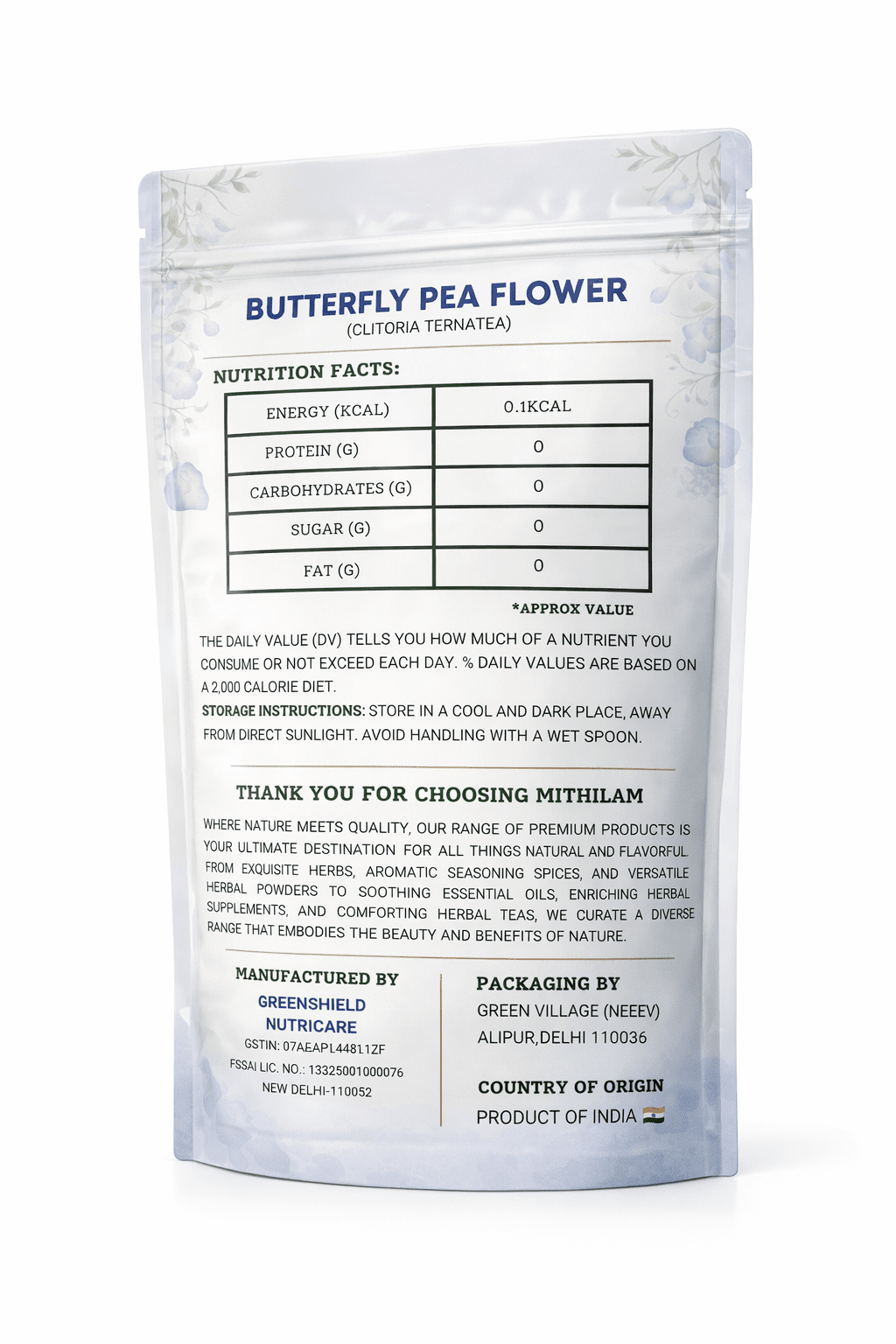 Blue Herbal Tea - 20g - Mithilam